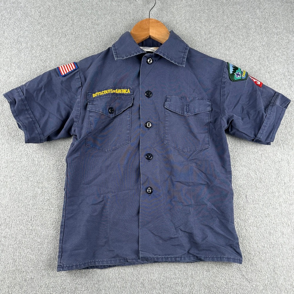 Vintage Boy Scouts of America Uniform Shirt Boys Youth Small Blue Oregon Cascade